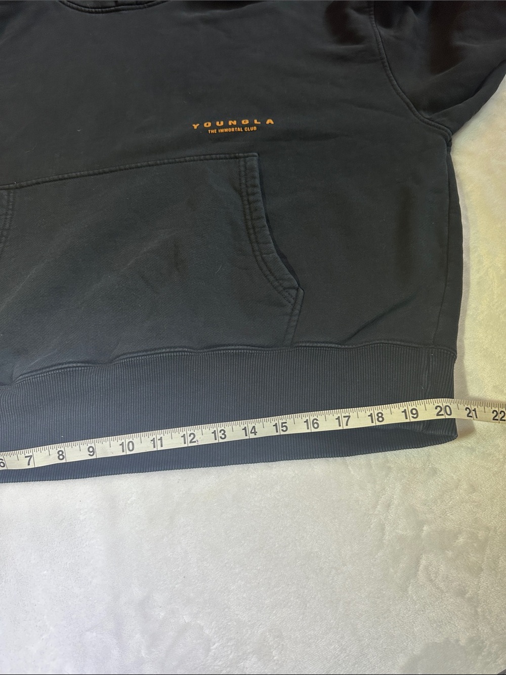YoungLA Black Pullover Hoodie with Small Gold Logo - Picture 5 of 6